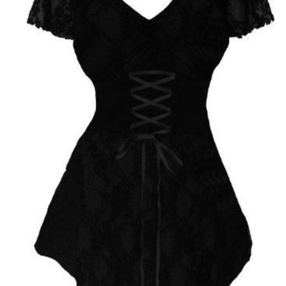 Dare to Wear 3X 20 22 Black Lace Overlay Sweetheart Top - Picture 5 of 7